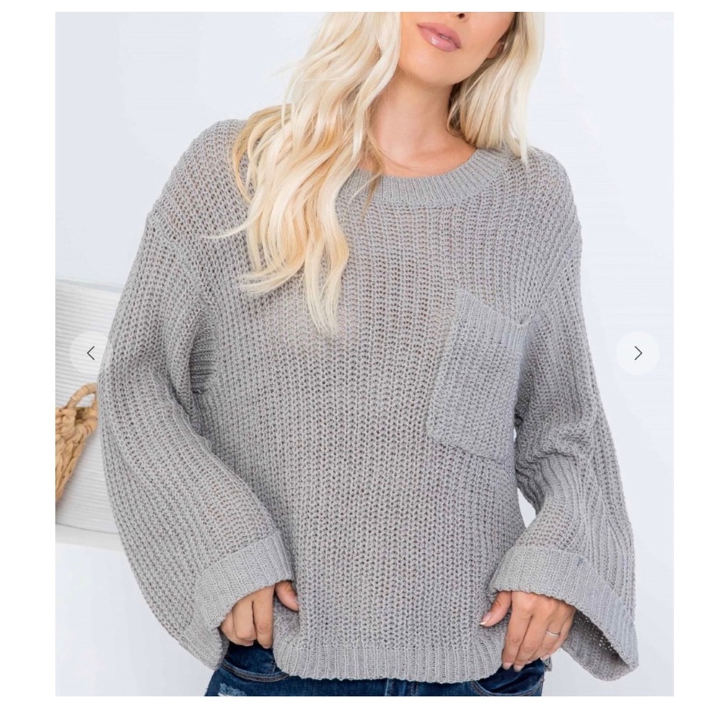 13 Boho Lightweight Sweater knit top with pocket - Picture 3 of 5
